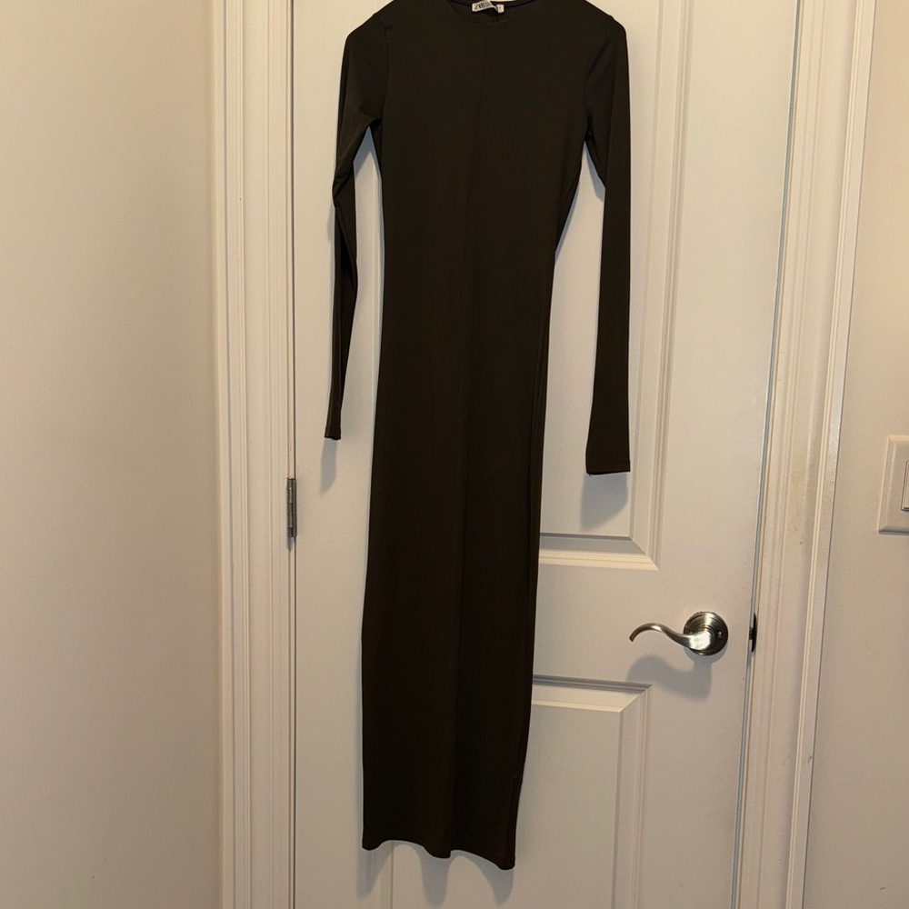 Elegant gray green Long Sleeve Dress